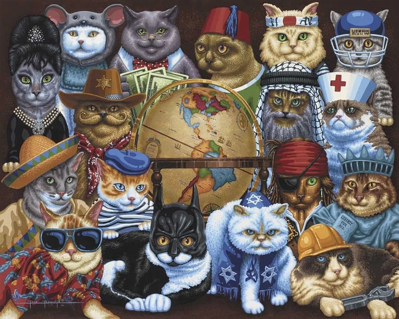 PFG Cats Around the World (1000pcs) (Usage/Used - PUZZLES FOR GOOD)