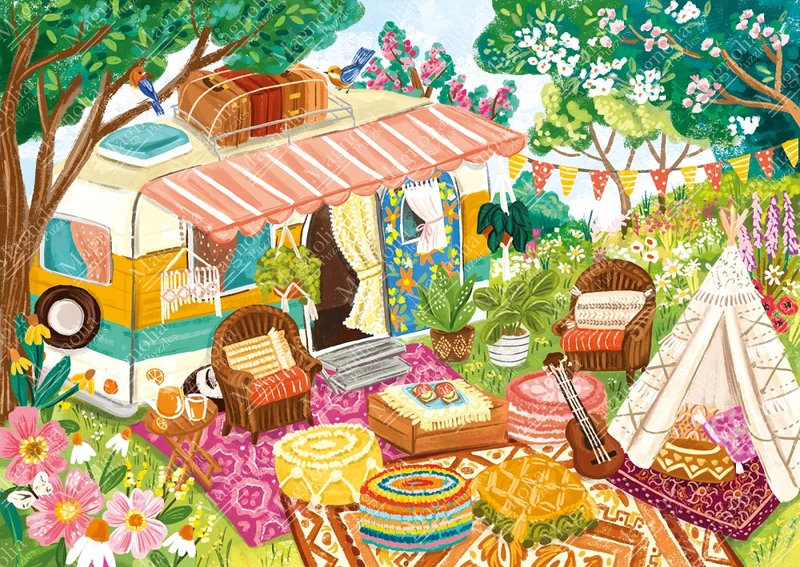 PFG BOHO Camper - Olivia Gibbs (1000pcs) (Usage/Used - PUZZLES FOR GOOD)
