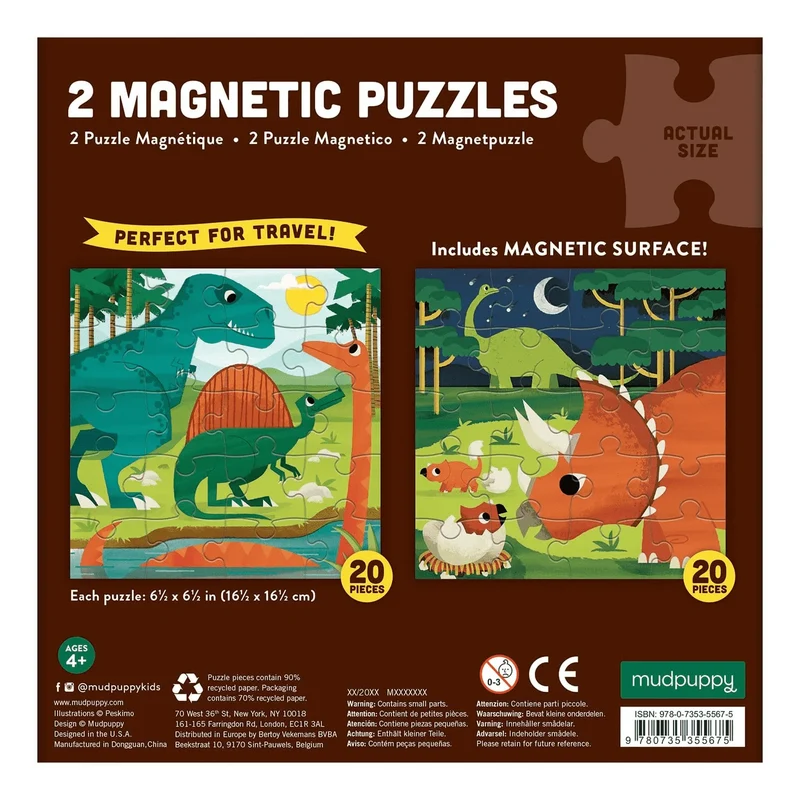 2 Magnetic Puzzles - Mighty Dinosaurs