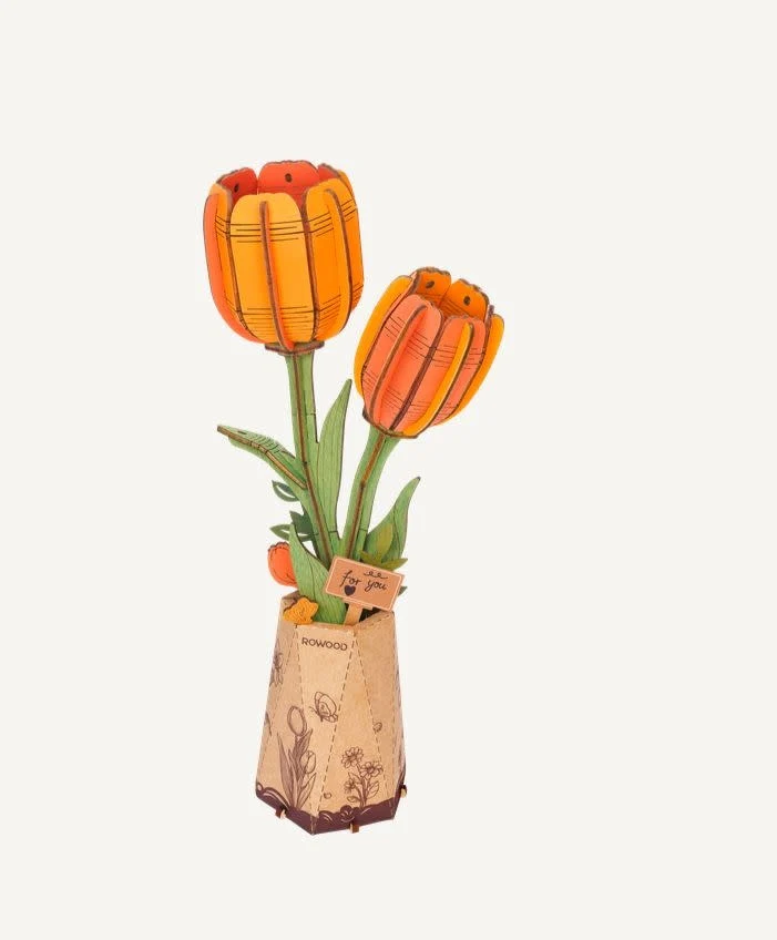 3D Wood Orange Tulip - Enthusiasm & Energy (76pcs)