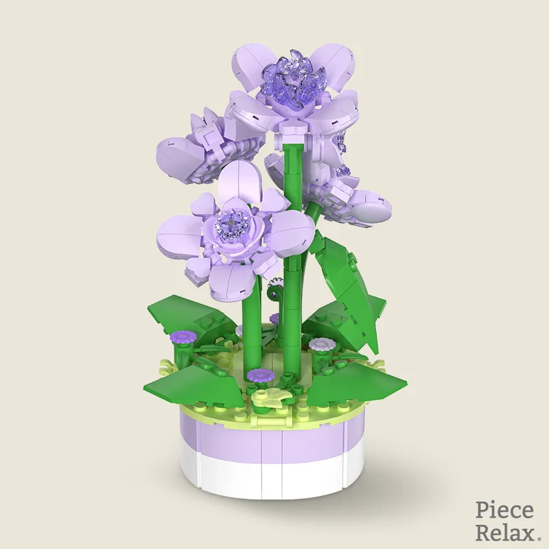 Mini Bricks Potted Plant - Violet (326pcs)