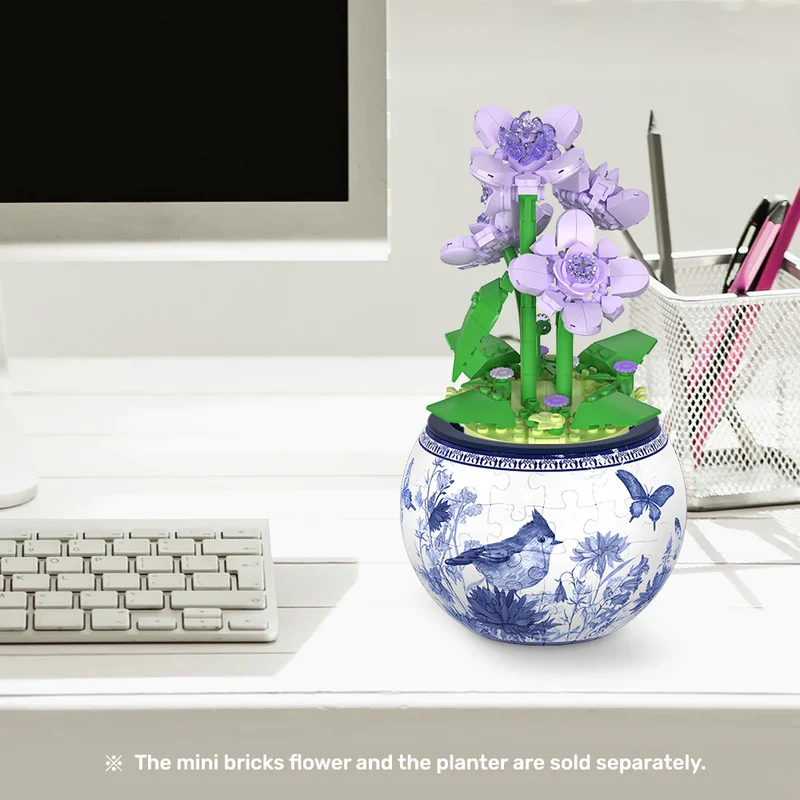 Mini Bricks Potted Plant - Violet (326pcs)