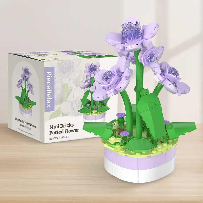 Mini Bricks Potted Plant - Violet (326pcs)