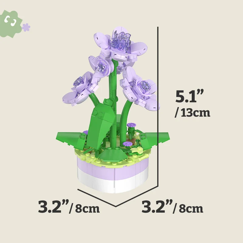 Mini Bricks Potted Plant - Violet (326pcs)