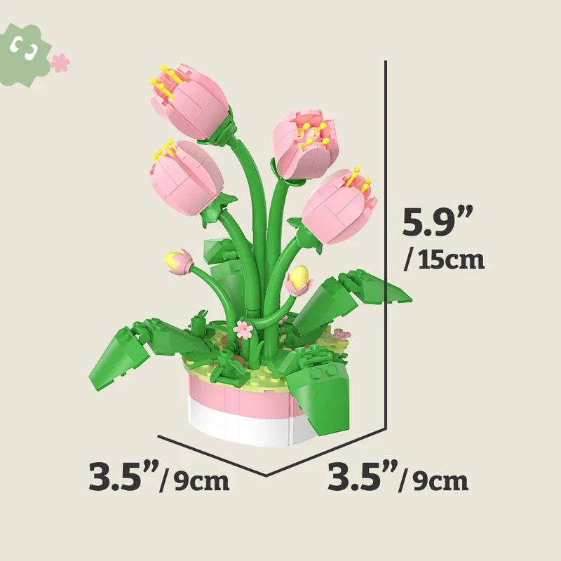 Mini Bricks Potted Plant - Tulip (317pcs)