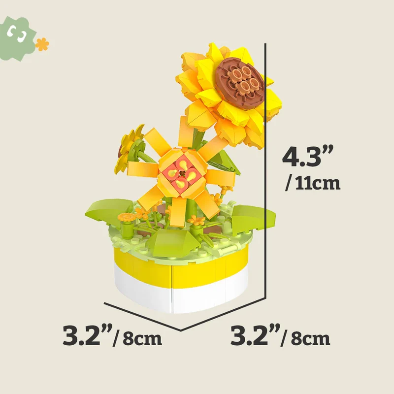 Mini Bricks Potted Plant - Sunflower (255pcs)