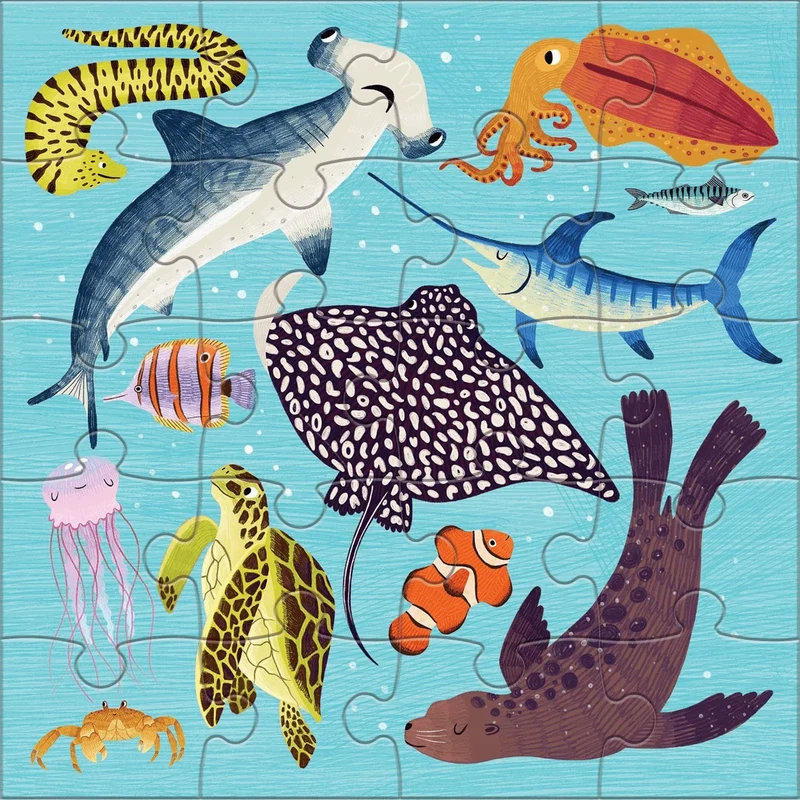 2 Magnetic Puzzles - Land & Sea Animals