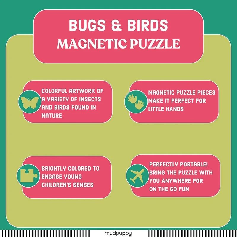 2 Magnetic Puzzles - Bugs & Birds