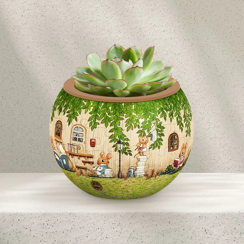 3D Puzzle Planter - Happy Reading