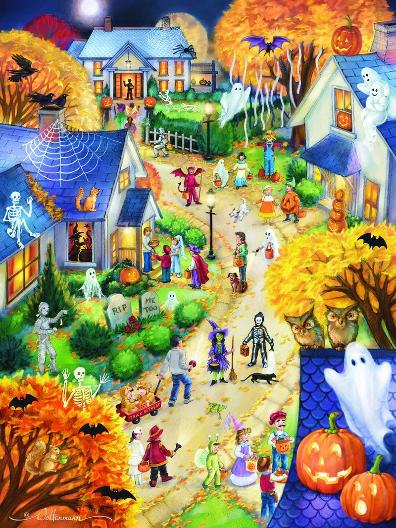 PFG Halloween Town, Randy Wollenmann (550pcs) (Usage/Used - PUZZLES FOR GOOD)