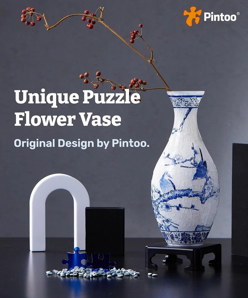 3D Puzzle Vase - Magpies on Plum Tree