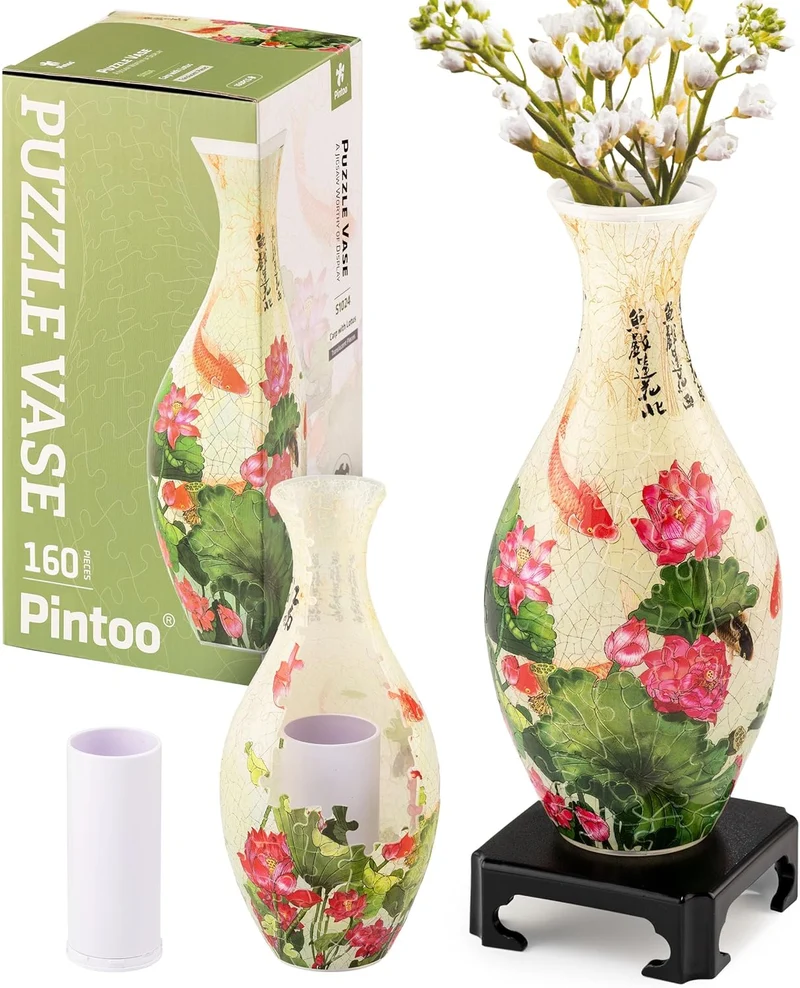 3D Puzzle Vase - Carp with Lotus