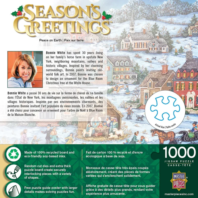 PFG Season's Greetings - Peace on Earth, Bonnie White (1000pcs) (Usage/Used - PUZZLES FOR GOOD)