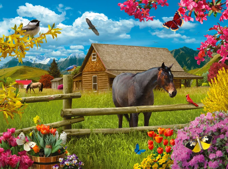 PFG Dr. Puzzle - Springtime On The Range, Alan Giana (1000pcs) (Usage/Used - PUZZLES FOR GOOD)