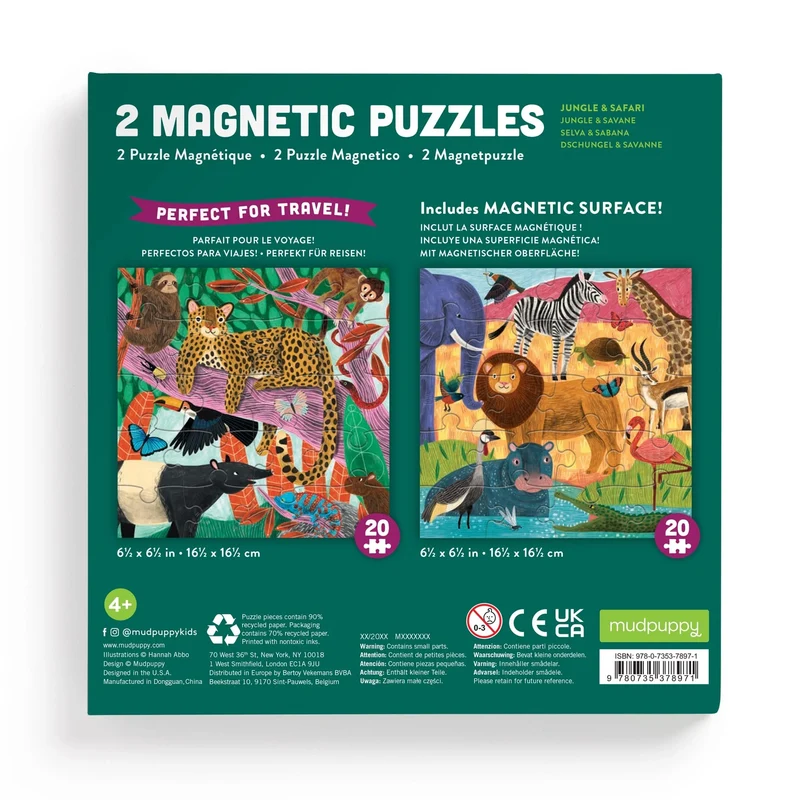 2 Magnetic Puzzles - Jungle & Safari
