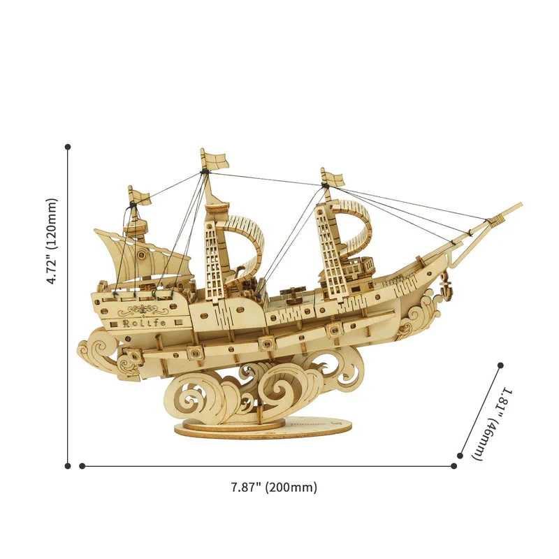 3D Sailing Ship Model (Wood)