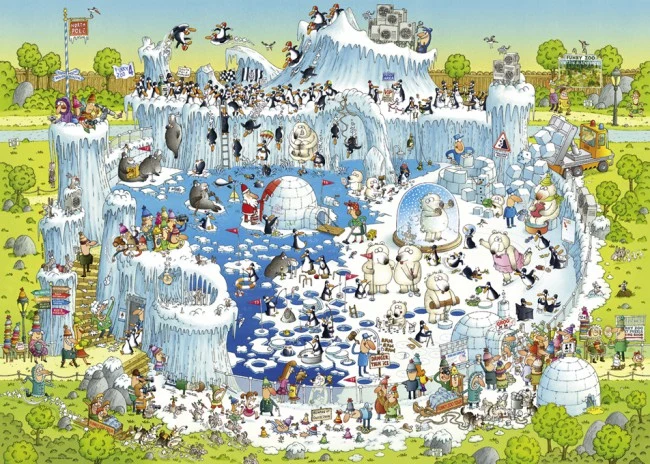 PFG Funky Zoo: Polar Habitat, Marino Degano (1000pcs) (Usage/Used - PUZZLES FOR GOOD)