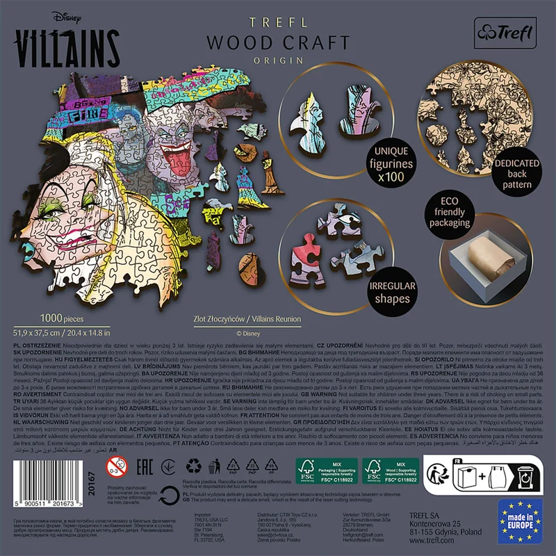 Trefl Wood Craft - Disney's Villains (1000pcs) (Wooden Jigsaw Puzzle)