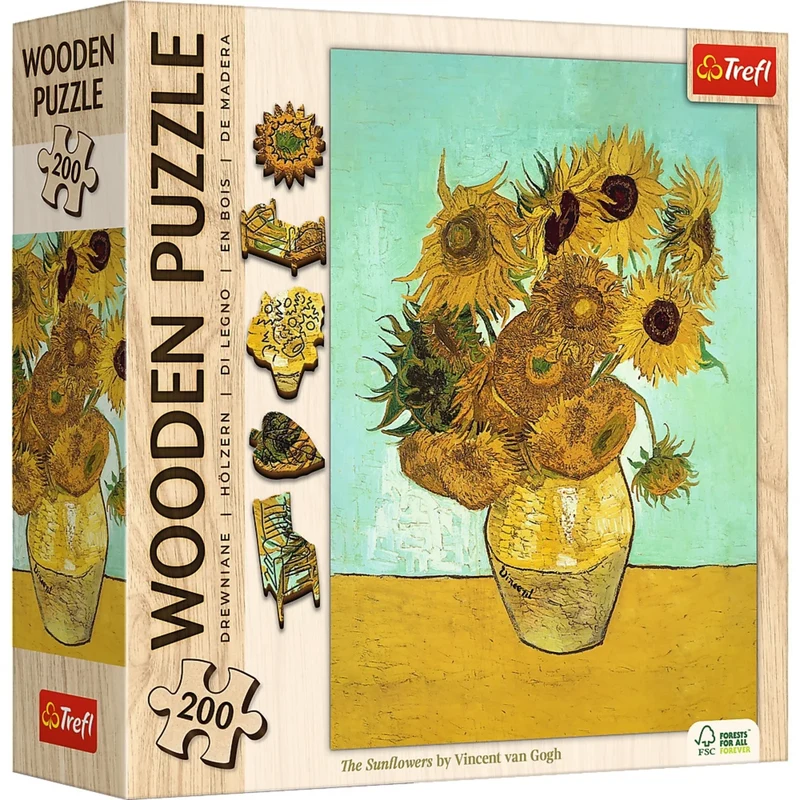Trefl Wood Craft - Sunflowers, Vincent Van Gogh (200pcs) (Wooden Jigsaw Puzzle)