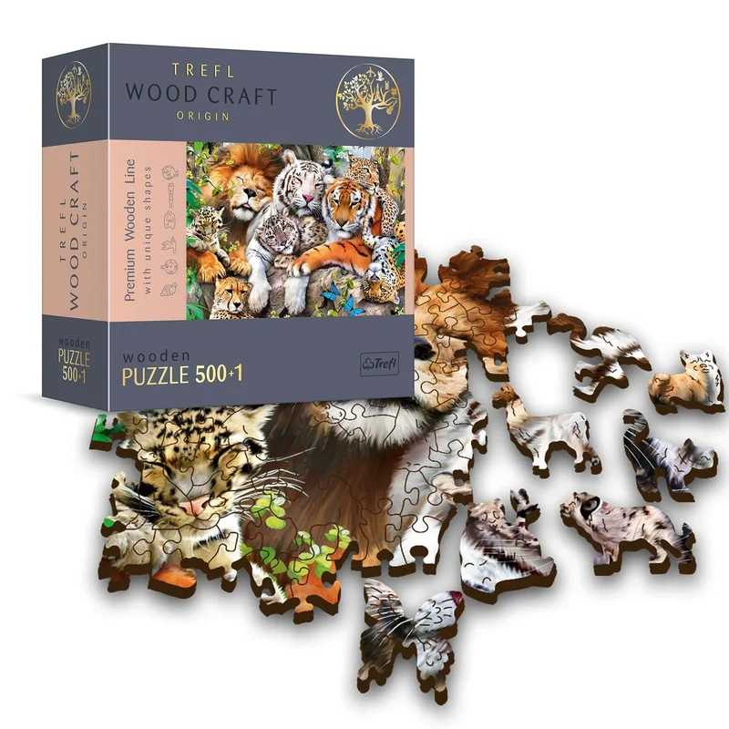 Trefl Wood Craft - Wild Cats in the Jungle (501pcs) (Wooden Jigsaw Puzzle)