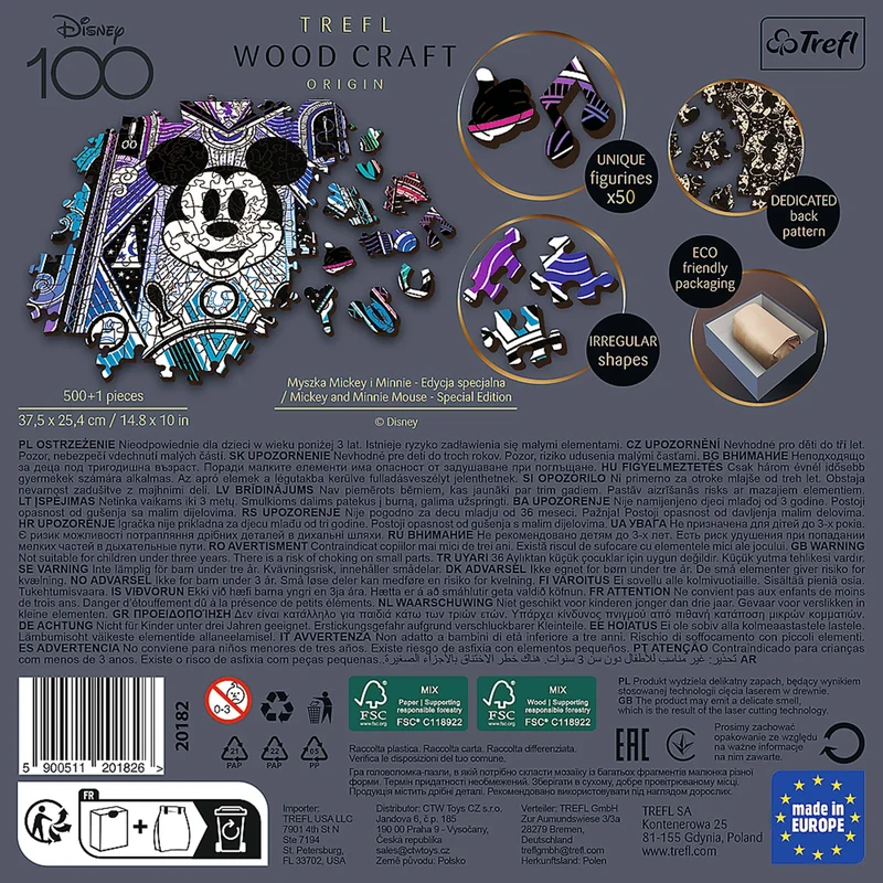 Trefl Wood Craft - Disney's Mickey & Minnie - Special Edition (501pcs) (Wooden Jigsaw Puzzle)