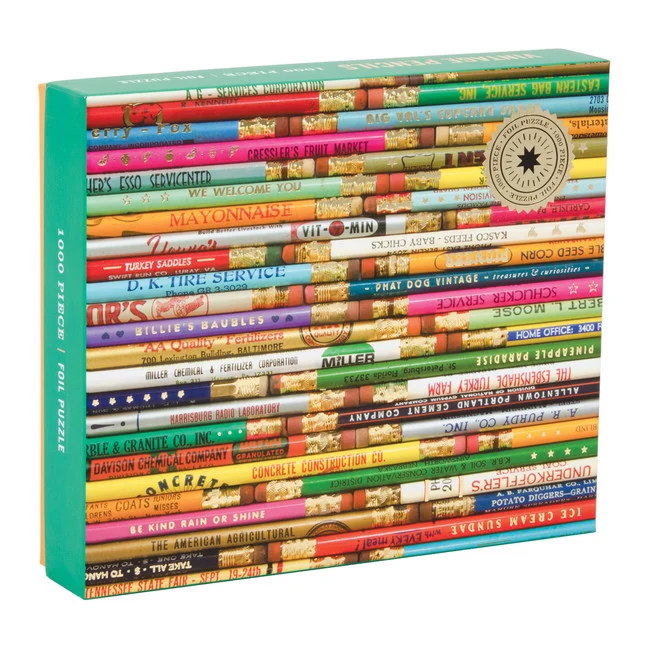 Vintage Pencils 1000 Piece Foil Stamped Puzzle