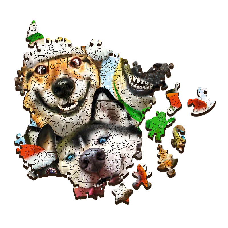 DMG Trefl Wood Craft - Festive Dogs (501pcs) (Wooden Jigsaw Puzzle) (DAMAGED BOX)