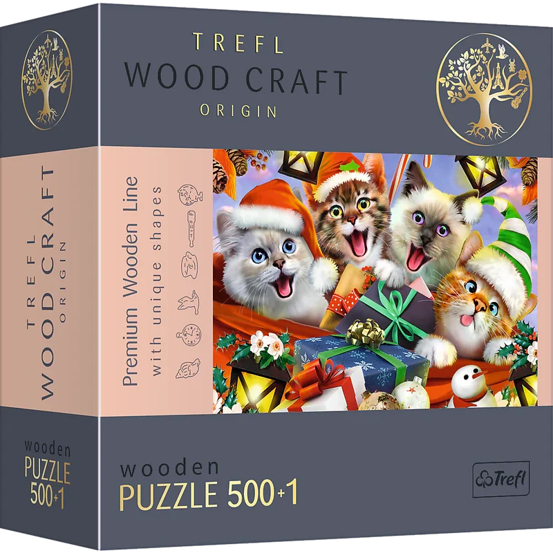DMG Trefl Wood Craft - Festive Cats (501pcs) (Wooden Jigsaw Puzzle) (DAMAGED BOX)
