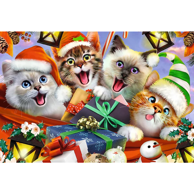 DMG Trefl Wood Craft - Festive Cats (501pcs) (Wooden Jigsaw Puzzle) (DAMAGED BOX)