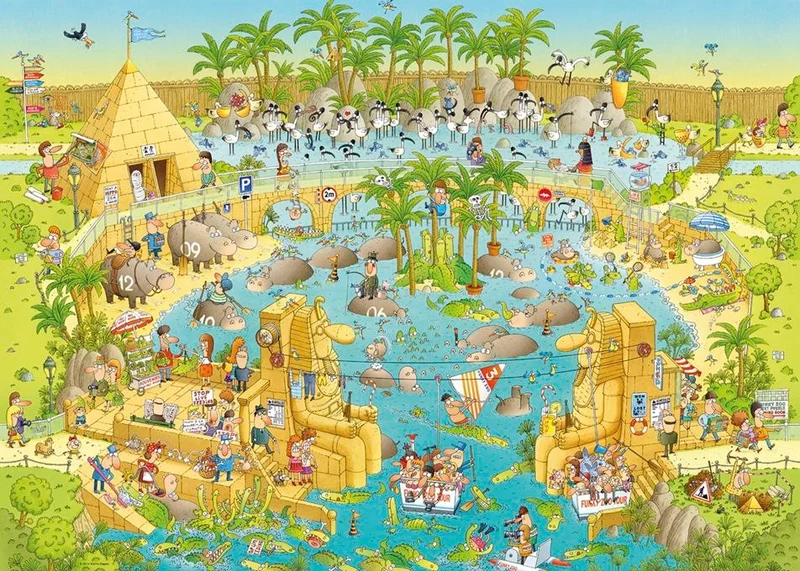 PFG Funky Zoo: Nile Habitat, Marino Degano (1000pcs) (Usage/Used - PUZZLES FOR GOOD)