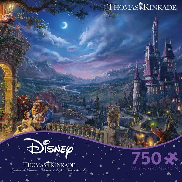 PFG DORVAL Beauty and the Beast Dancing in the Moonlight, Thomas Kinkade Disney (Usage/Used - PUZZLES FOR GOOD)