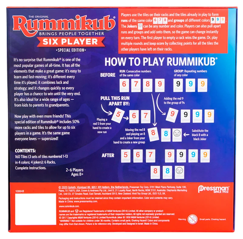 Six Player Rummikub Game - Special Edition