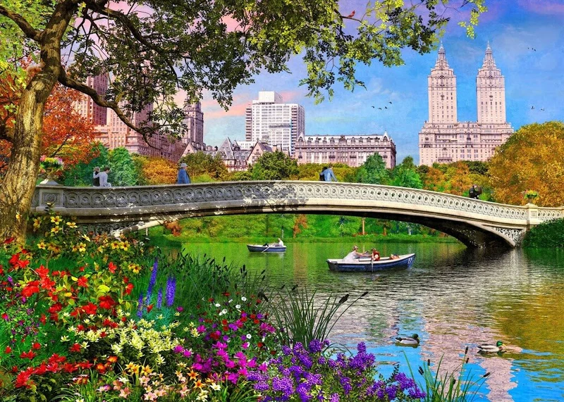 PFG View of Bow Bridge, Dominic Davison (2000pcs) (Usage/Used - PUZZLES FOR GOOD)