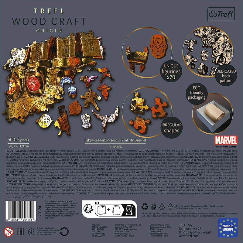 Trefl Wood Craft - Marvel Infinity Gauntlet (500+5 pcs) (Wooden Jigsaw Puzzle)