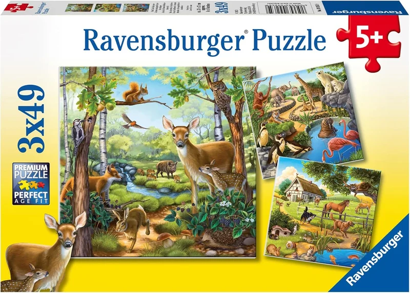 Ravensburger Forest / Zoo / Domestic Animals (3x49pcs)