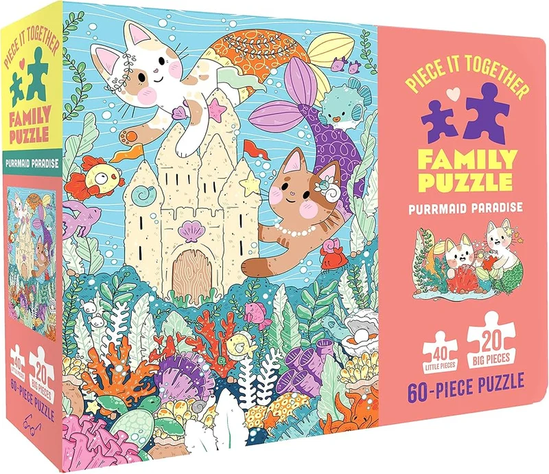 Purrmaid Paradise - Piece It Together Family Puzzle (60pcs)