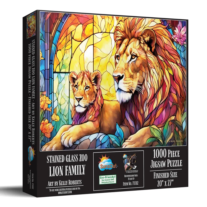 Stained Glass - Lion Family, Kelly Roberts (1000pcs)