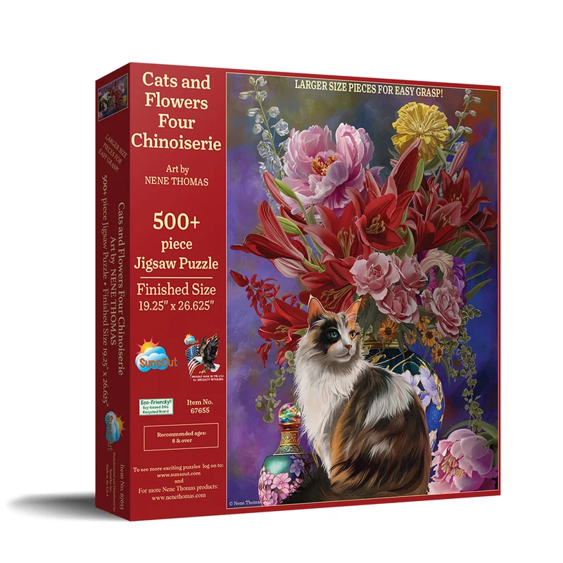 Cats and Flowers Four Chinoiserie, Nene Thomas (500pcs) (EZ Grip)