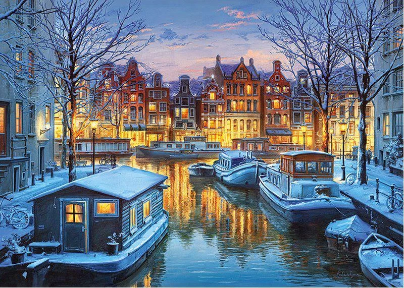 PFG Amsterdam at Night (1000pcs) (Usage/Used - PUZZLES FOR GOOD)