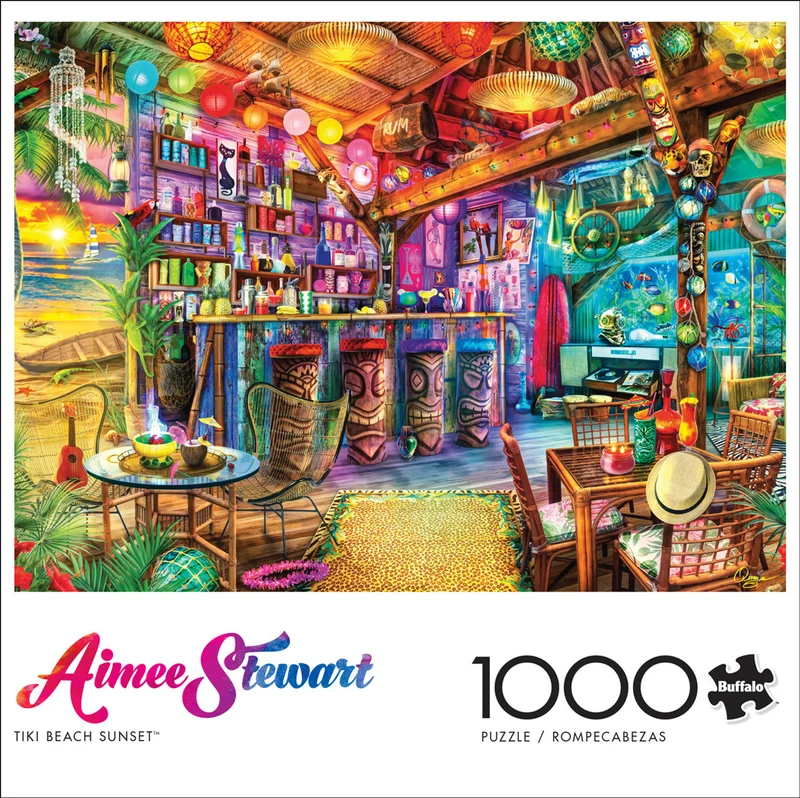 PFG Tiki Beach Sunset, Aimee Stewart (1000pcs) (Usage/Used - PUZZLES FOR GOOD)