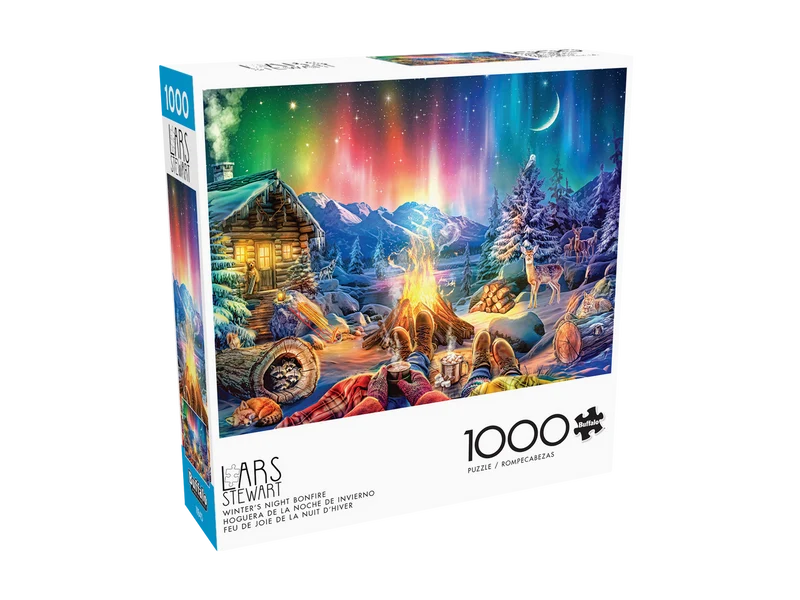 PFG Winter's Night Bonfire, Lars Stewart (1000pcs) (Usage/Used - PUZZLES FOR GOOD)