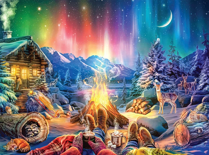 PFG Winter's Night Bonfire, Lars Stewart (1000pcs) (Usage/Used - PUZZLES FOR GOOD)