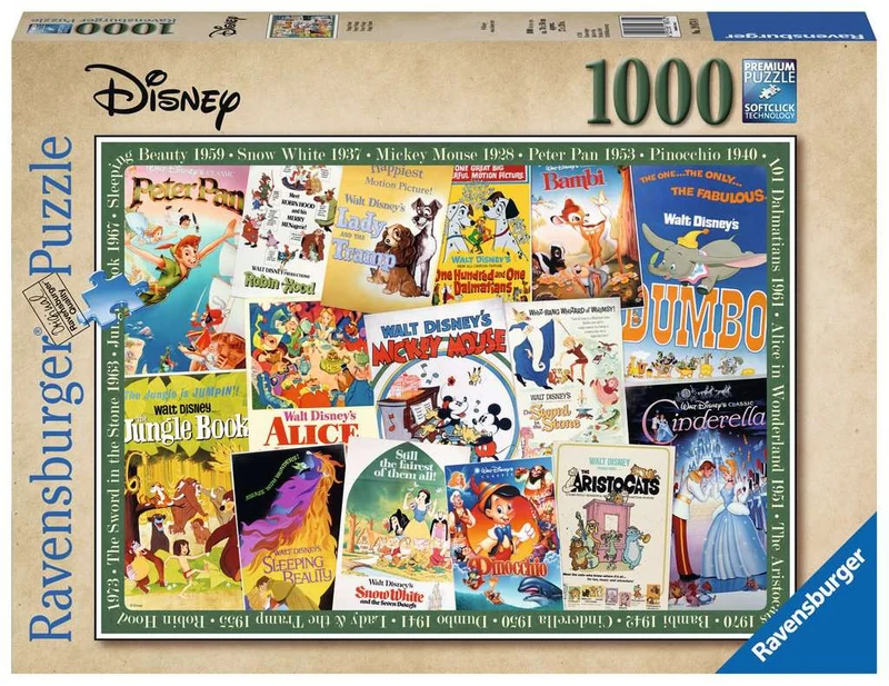 PFG Ravensburger Disney Vintage Posters (1000pcs) (Usage/Used - PUZZLES FOR GOOD)