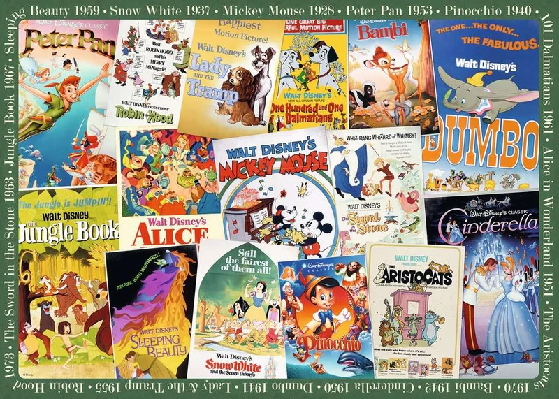 PFG Ravensburger Disney Vintage Posters (1000pcs) (Usage/Used - PUZZLES FOR GOOD)