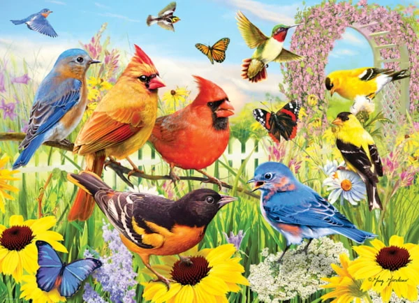 PFG Garden Birds, Greg Giordano (1000pcs) (Usage/Used - PUZZLES FOR GOOD)