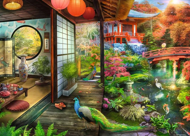 PFG Ravensburger Japanese Garden Teahouse (1000pcs (Usage/Used - PUZZLES FOR GOOD)