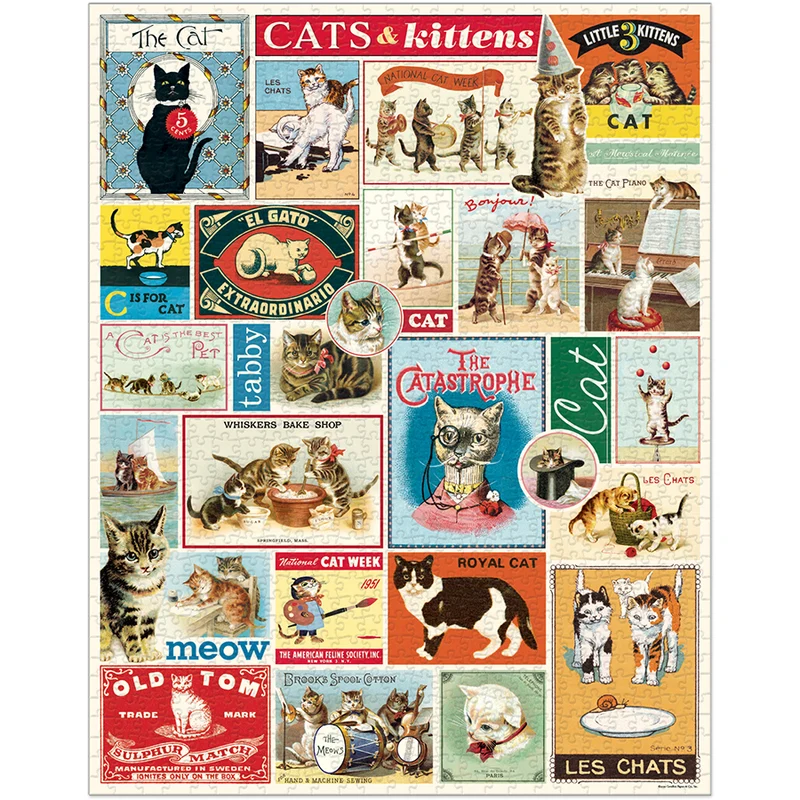 PFG Vintage - Cats & Kittens (1000pcs) (Usage/Used - PUZZLES FOR GOOD)