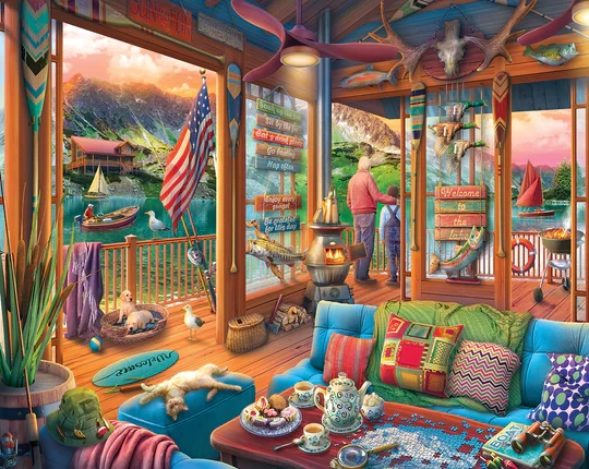 PFG Lakeside Cabin (1000pcs) (Usage/Used - PUZZLES FOR GOOD)