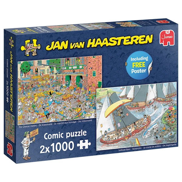 PFG JVH 2-in-1 The Cheese Market / Sailboat Race (2×1000 pieces) (Usage/Used - PUZZLES FOR GOOD)