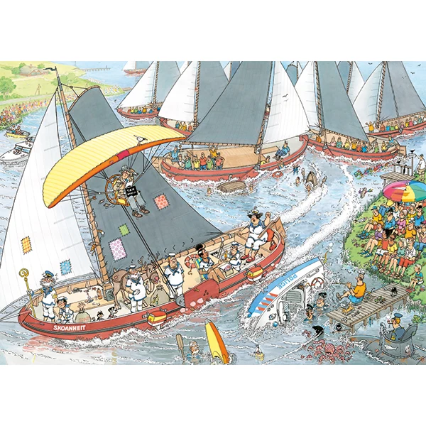 PFG JVH 2-in-1 The Cheese Market / Sailboat Race (2×1000 pieces) (Usage/Used - PUZZLES FOR GOOD)